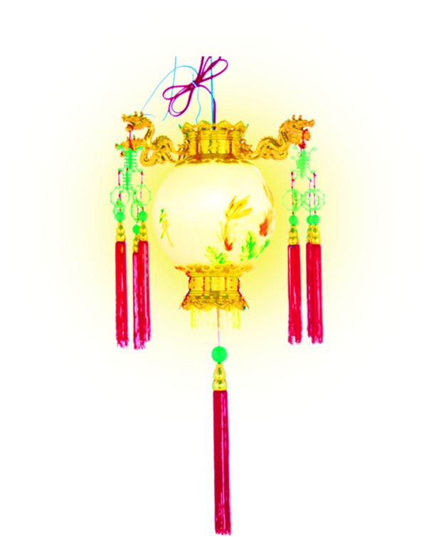 中秋佳节金色圆形华丽宫灯PNG透明图片，高清节日设计素材免费下载