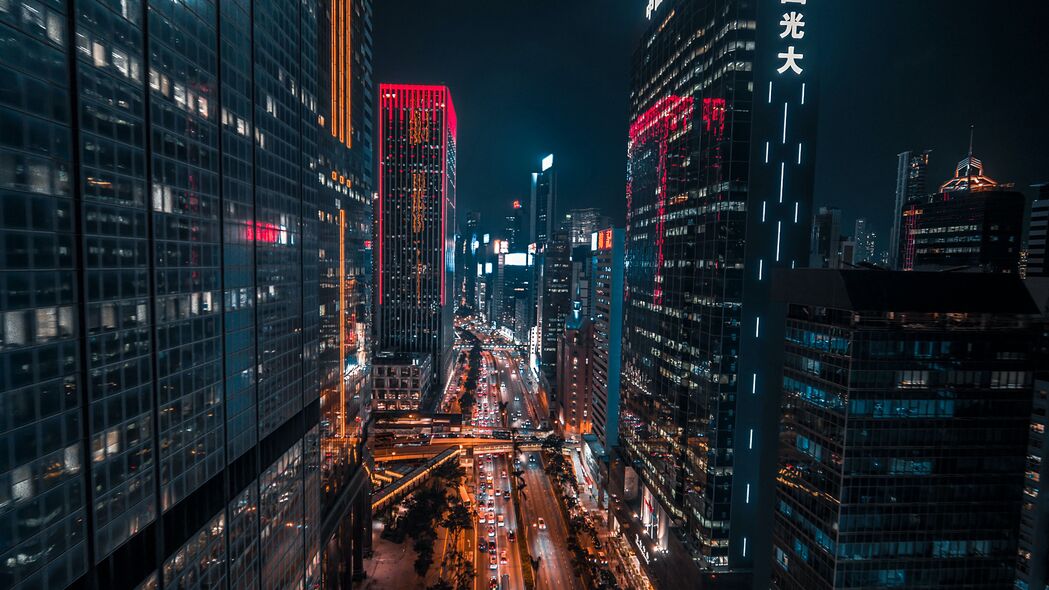 夜城风采，超高清4K道路建筑壁纸，3840x2160分辨率，精美风景图片等你来下载