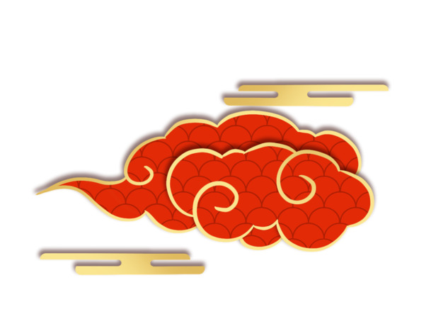 国潮风红色祥云PNG素材，高清透明图片，元旦春节元宵节日元素设计素材下载
