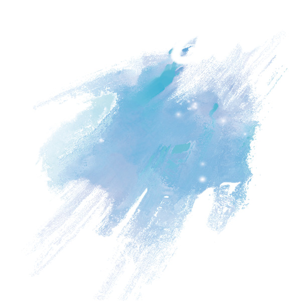 蓝色水墨画笔触PNG素材，高清透明手绘卡通元素设计下载