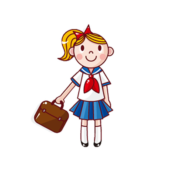 六一儿童节PSD设计素材，扎马尾女生高清PNG透明图片，节日元素丰富，免费下载