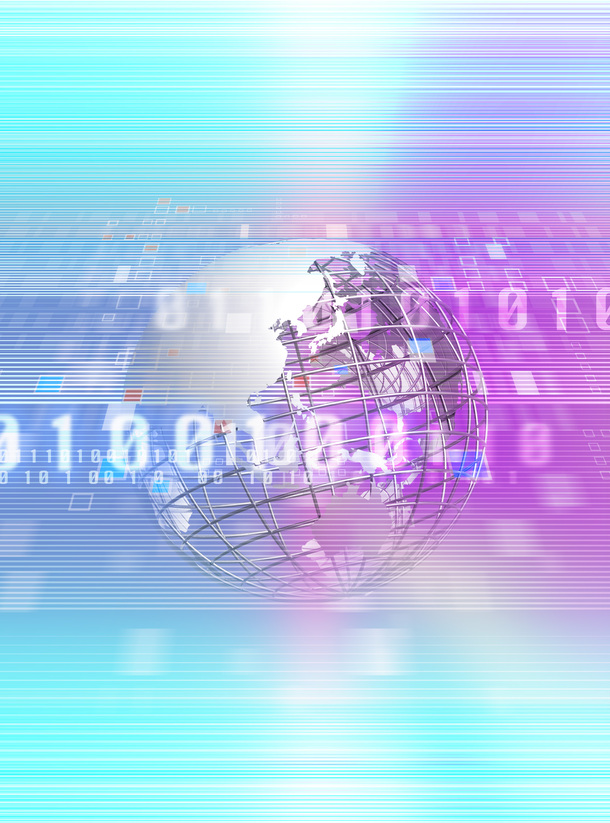 梦幻数字背景与金属地球PNG透明底纹，高清设计素材下载