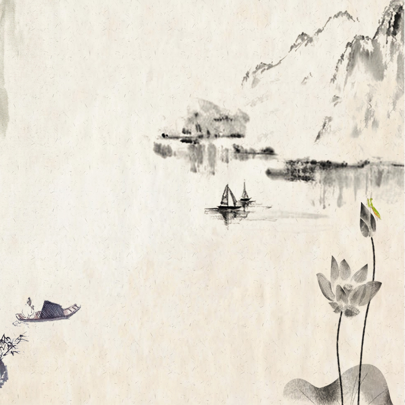 古风山水水墨画，高清JPG/PSD电商主图素材，淡雅泼墨，复古中国风下载