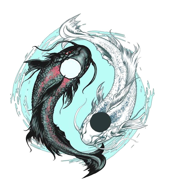 水墨小鱼PNG透明图，中国风高清装饰元素，免费下载！