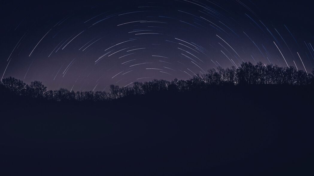夜晚树木星空，深色4K高清壁纸，3840x2160超清分辨率，尽享黑暗中的璀璨之美！