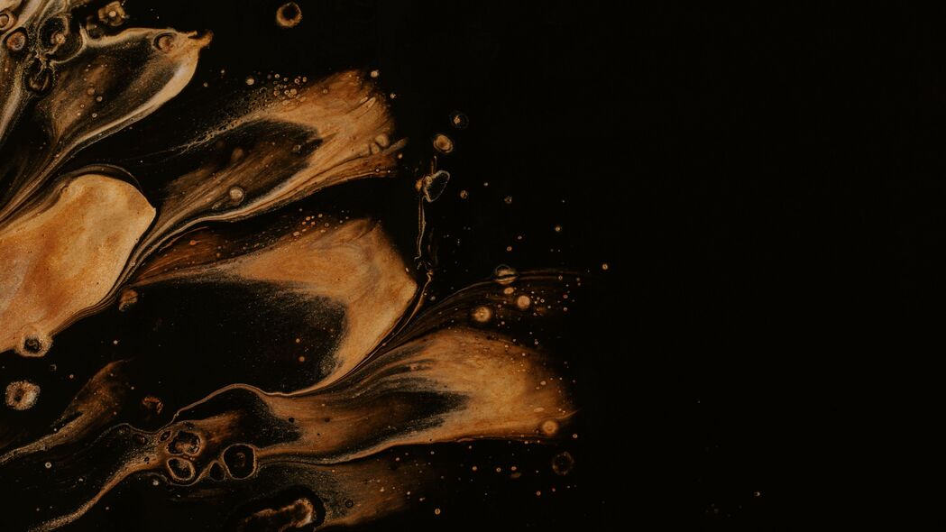 4K高清壁纸，黑色流体艺术，液体油漆污渍，绝美3840x2160背景图片下载