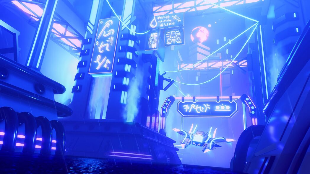 4K宇宙飞船艺术壁纸，象形文字霓虹赛博朋克风格，高清背景图片免费下载