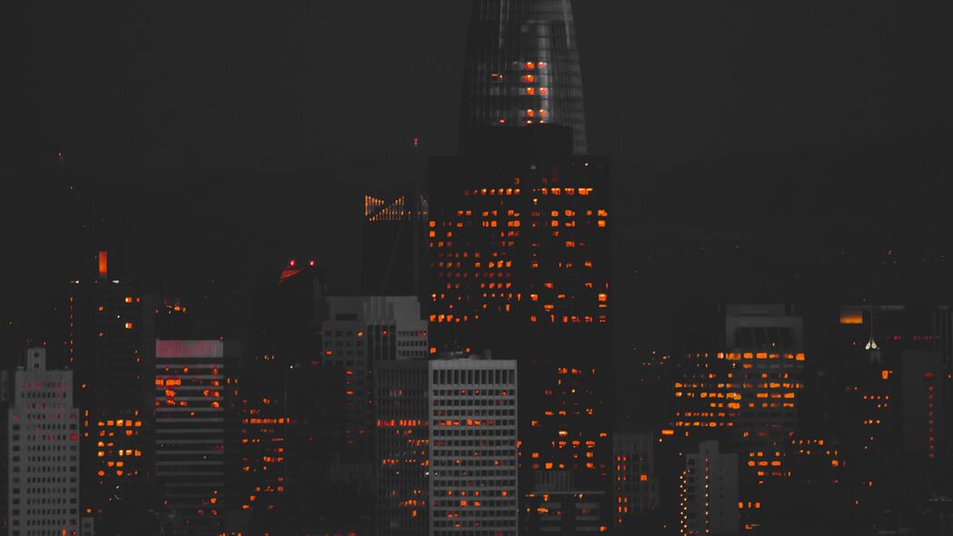 夜城建筑深色调灯光美景，超清4K壁纸，3840x2160高清大图下载