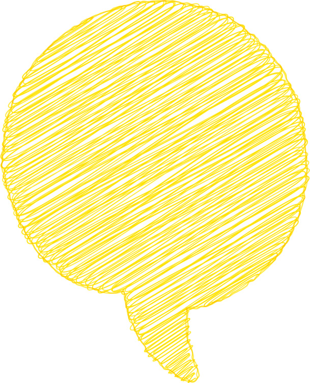 手绘黄色圆对话框PNG素材，高清透明装饰边框，AI设计元素免费下载