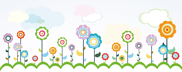 卡通手绘花草太阳花背景，高清PNG透明图片素材，免费下载设计banner海报