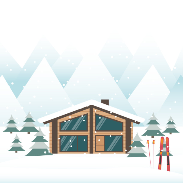 圣诞节雪景小屋PNG透明图片，高清AI设计素材下载，节日元素精选