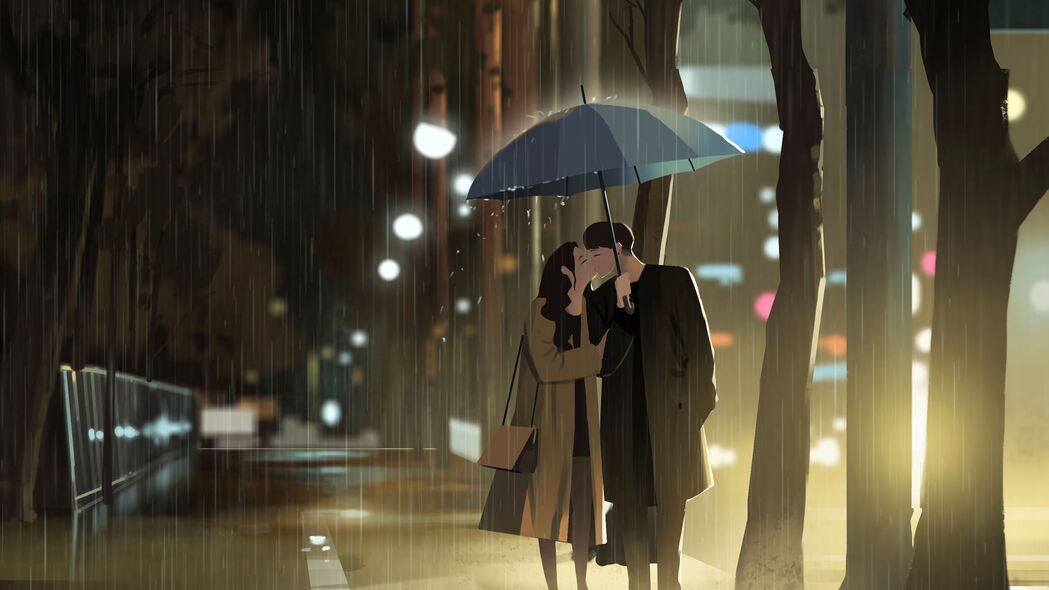 爱吻雨景艺术，4K超高清壁纸，3840x2160分辨率，精美背景图片任你下载