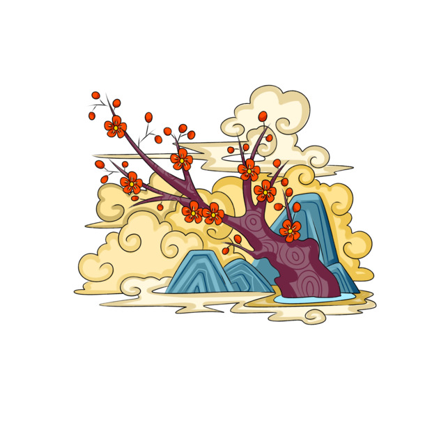 国潮风假山PNG素材，高清透明图片，中国风装饰元素，AI设计下载