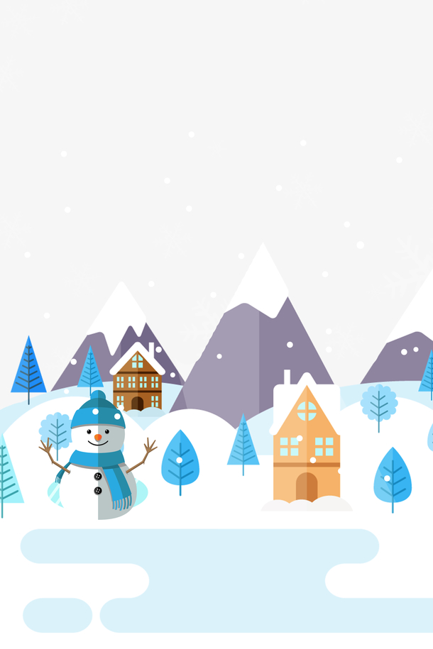 卡通雪景高清PNG素材，手绘元素设计透明图片免费下载