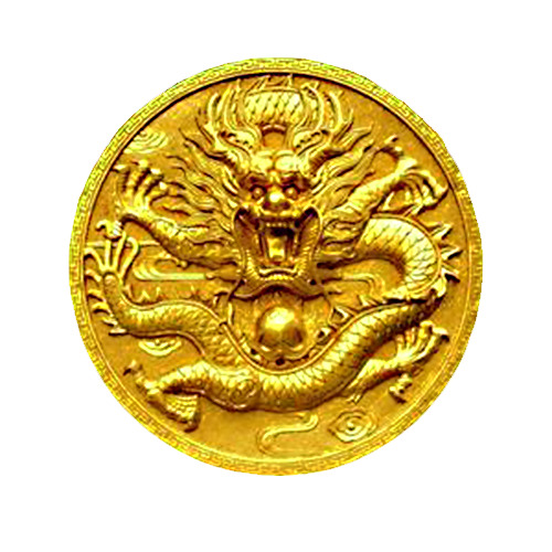 金龙钱币浮雕PNG透明图，高清装饰元素与花纹设计素材下载