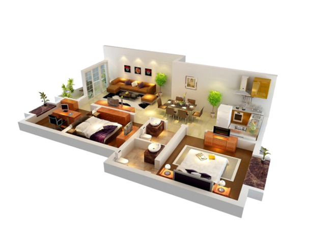3D房屋模型PNG透明图，高清装饰元素与图案设计素材下载