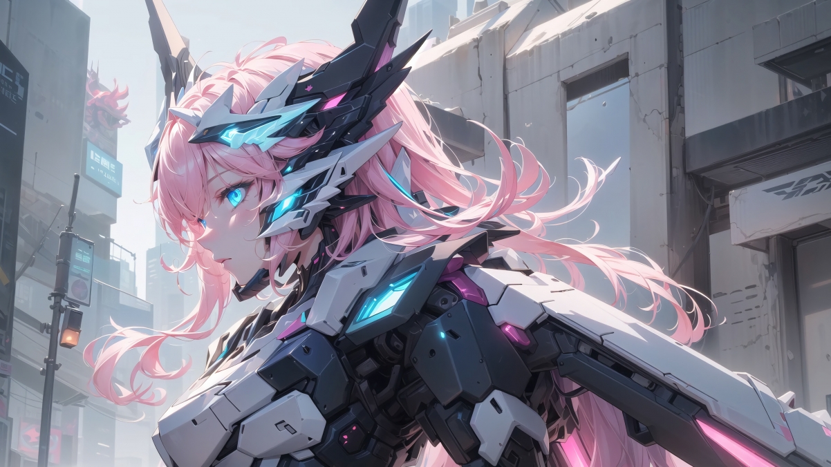 机甲女神，粉色秀发绝美壁纸，4K高清动漫美图，3840x2160畅享下载