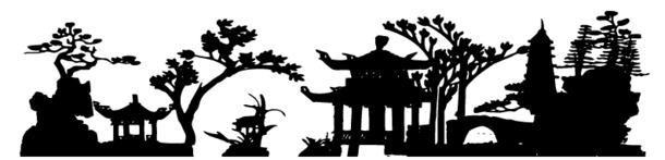 古典风中国庭院剪影矢量图，高清PNG透明装饰元素，PSD素材下载