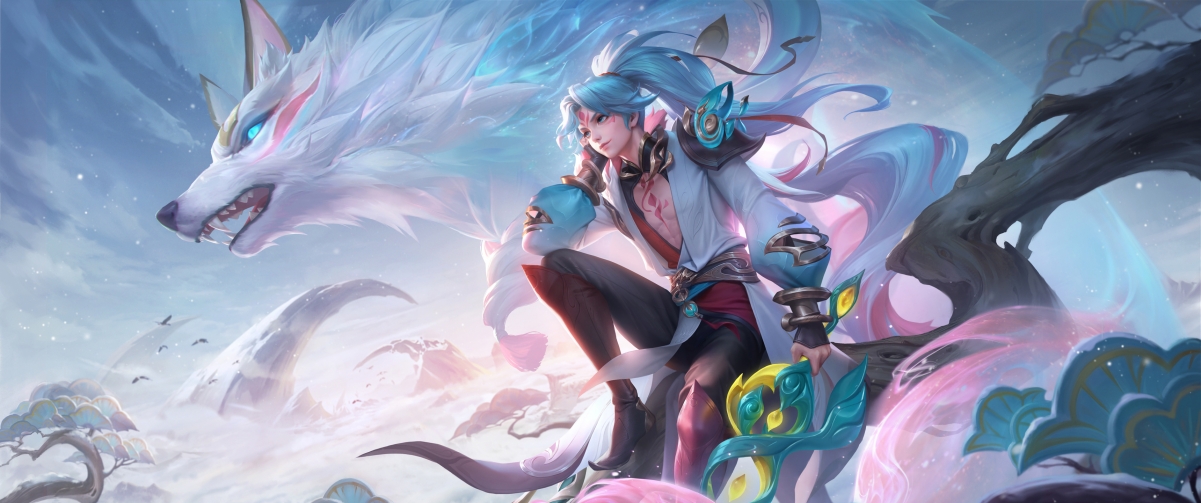 王者荣耀，亚连-落雪白狼超清壁纸，3440x1440带鱼屏专属，4K游戏图片一键下载