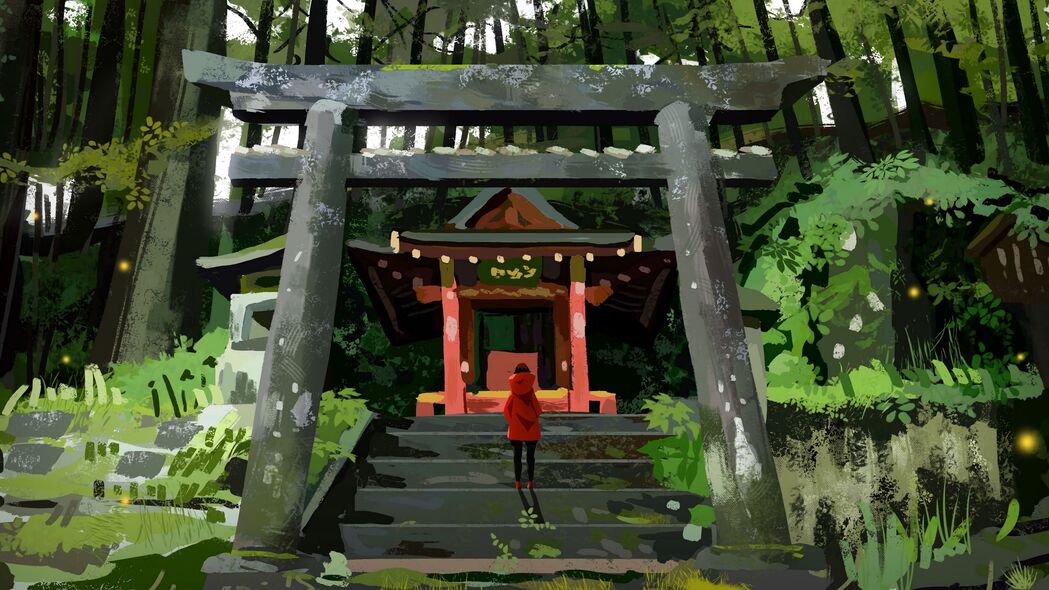 女孩建筑楼梯艺术，高清4K壁纸，3840x2160分辨率，精美背景图片免费下载