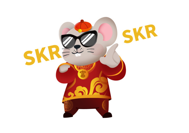 鼠年嘻哈老鼠PNG透明图片，高清节日元素，元旦/春节/元宵PSD设计素材下载