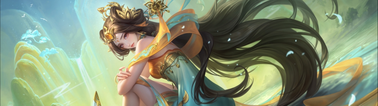 王者荣耀，漠中幻影嫦娥绝美双屏壁纸，4K高清5120x1440，一键下载！