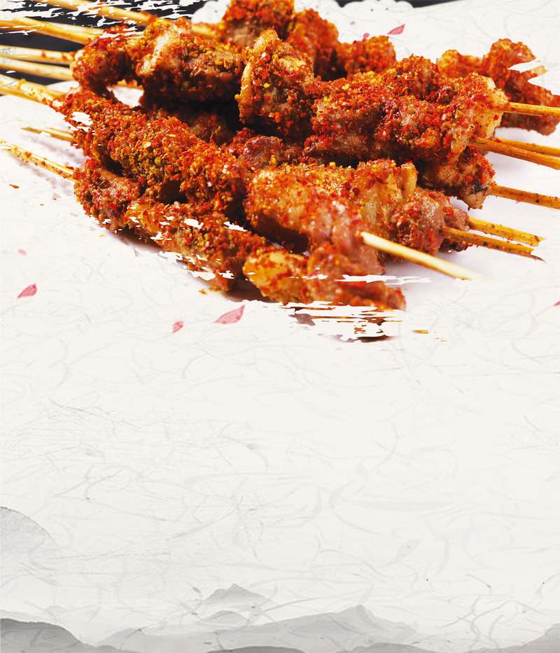 烧烤羊肉串美食海报素材，复古中国风PSD/JPG高清下载