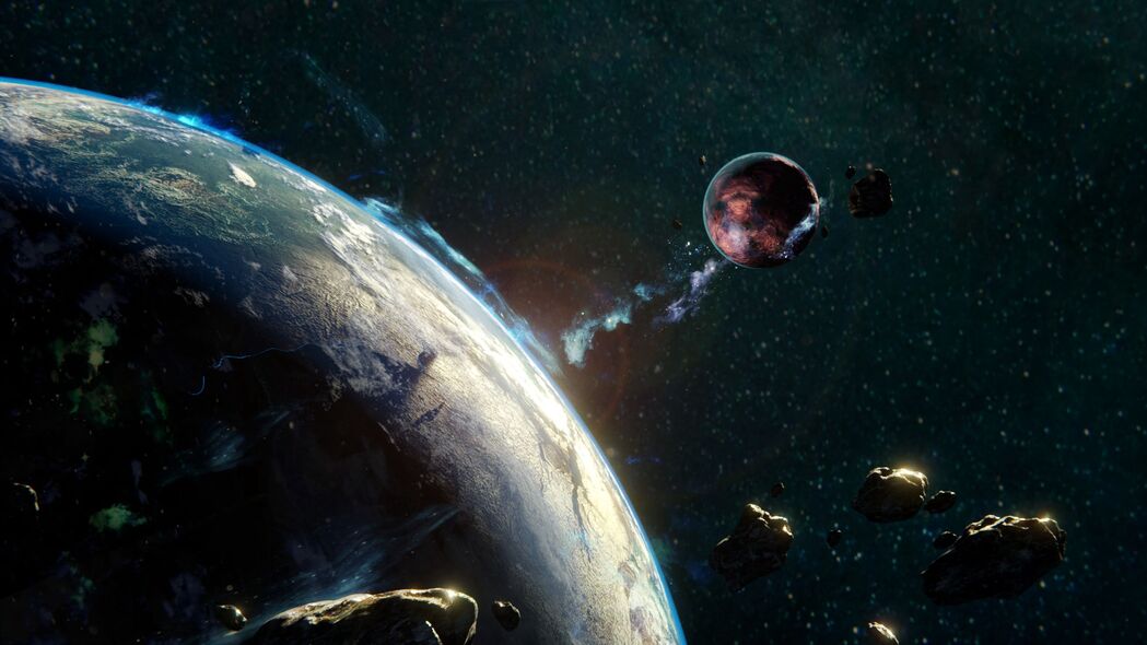 秋季太空奇观，小行星与陨石4K高清壁纸，3840x2160分辨率，免费下载