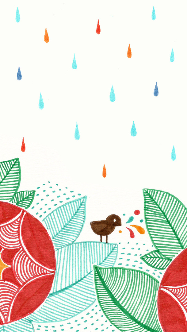 彩色雨点平面壁纸，高清PNG透明背景，H5设计素材免费下载