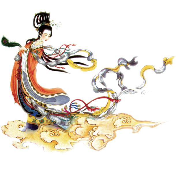 嫦娥PNG透明图，中国风高清装饰元素，免费下载素材