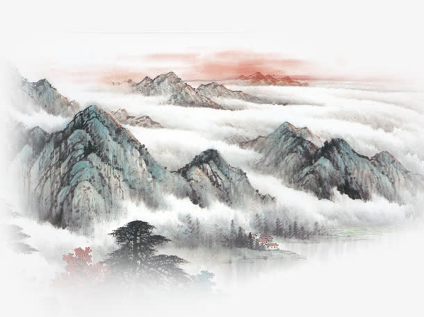 水墨画山水画素材，高清PNG透明图片，中国风装饰元素，免费下载