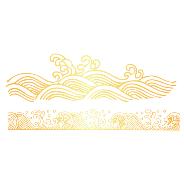 金色海浪线条矢量素材，高清PNG透明图片，创意装饰元素花纹设计素材免费下载