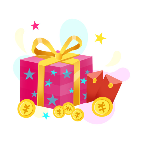 新年红包金币礼盒PNG透明图，高清节日元素，元旦/春节/元宵PSD素材下载