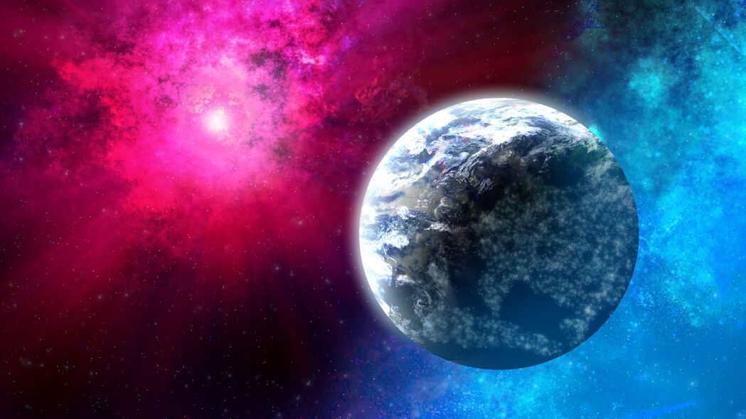 行星射线太空星光4K壁纸，高清3840x2160背景图片下载