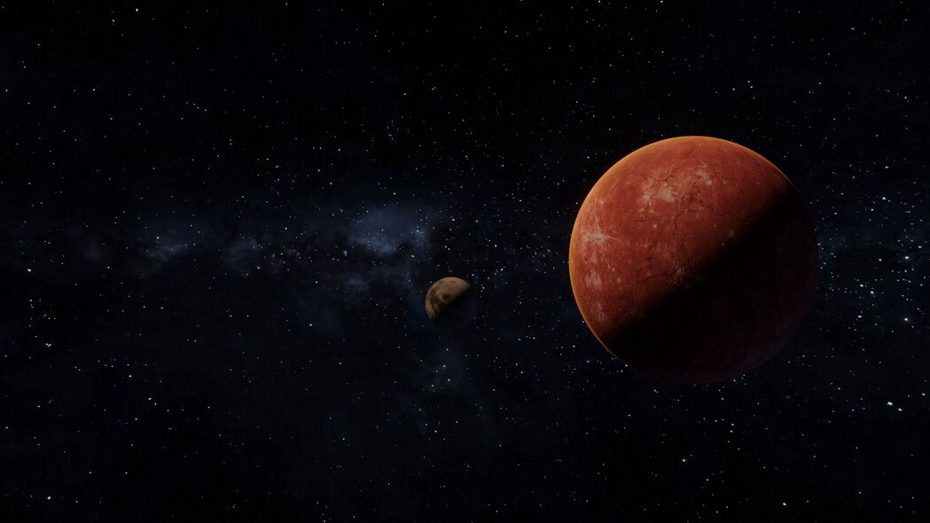 3840x2160高清壁纸，行星、卫星与星星的太空奇幻之旅，绝美4K背景图片免费下载