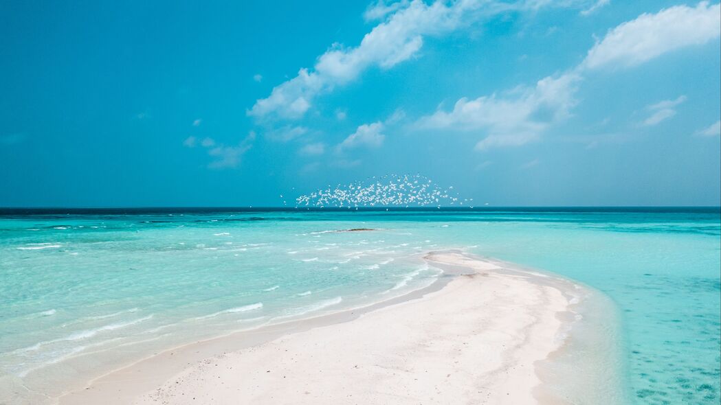 海滩美景，3840x2160超高清4K海岸沙滩地平线壁纸下载