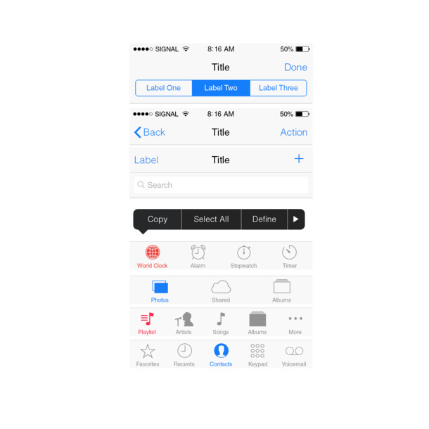 iPhone手机状态栏图标，高清PNG透明免扣素材，PSD设计资源下载