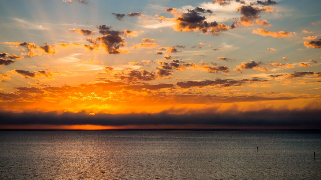 4K超清壁纸，日落地平线，太阳大海美景，3840x2160高清下载