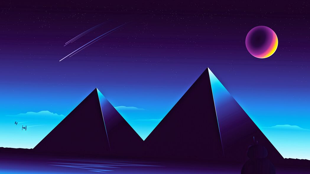金字塔星空夜晚深色背景，3840x2160高清4K壁纸，免费下载