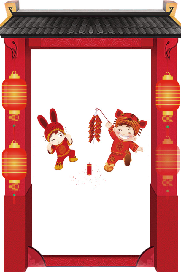放鞭炮的孩子PNG透明图片，高清节日元素，元旦/春节/元宵PSD设计素材下载