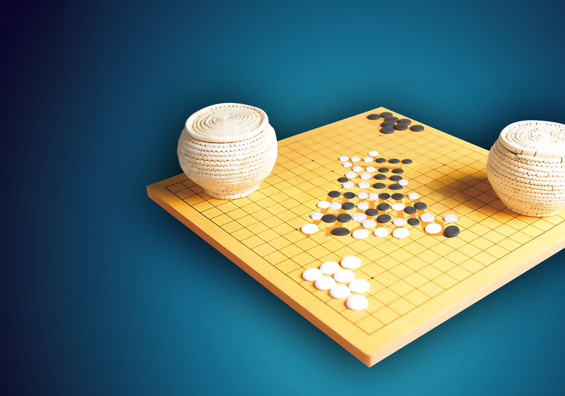 藤编围棋棋盘，蓝色背景高清JPG图，摄影风景PSD素材下载