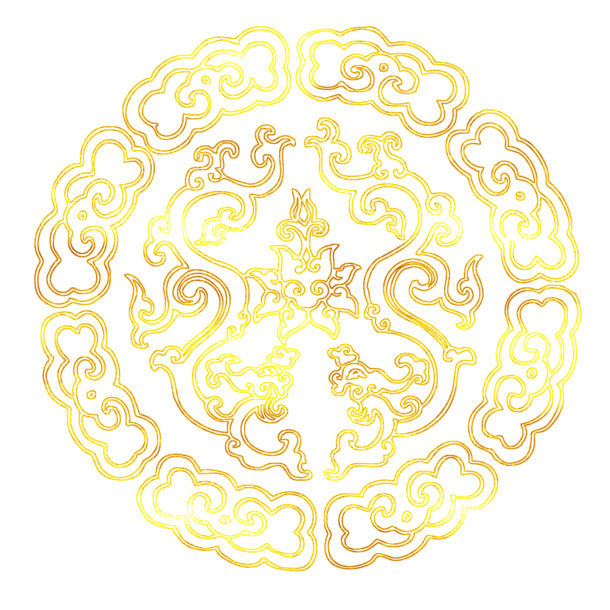 中国风烫金花纹PNG素材，高清透明免抠图，装饰元素设计下载
