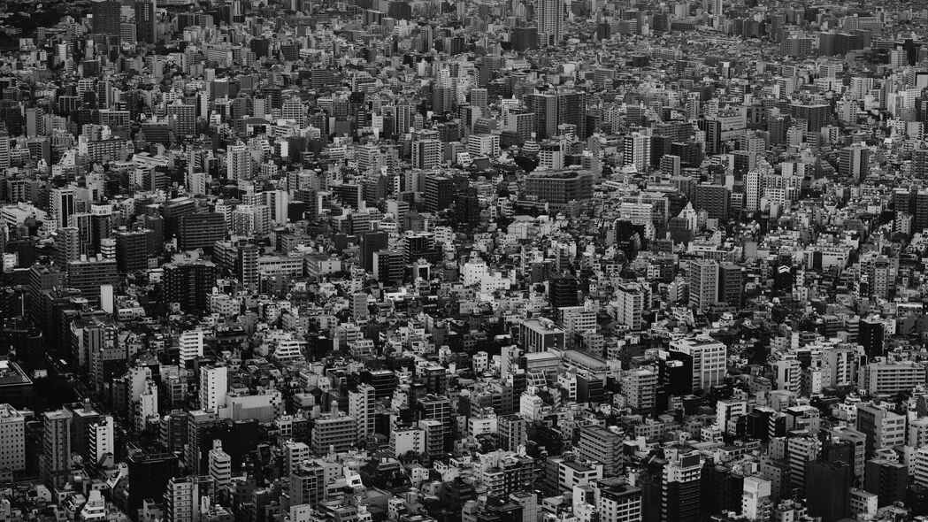 大都市黑白鸟瞰图4K超高清壁纸，3840x2160极致建筑美景，一键下载