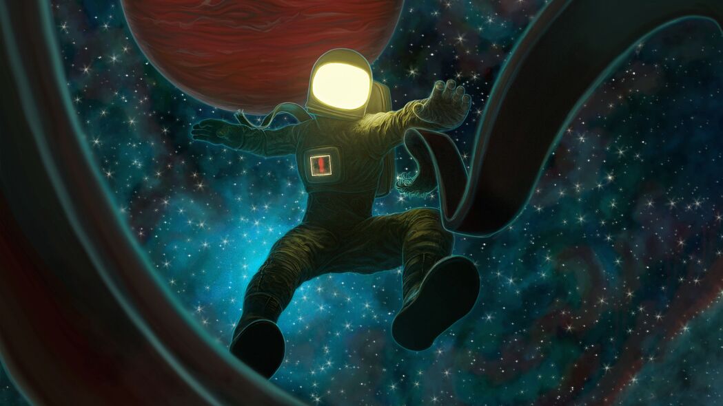 宇航员遨游太空，绝美外太空艺术，4K超高清壁纸，3840x2160分辨率，一键下载！