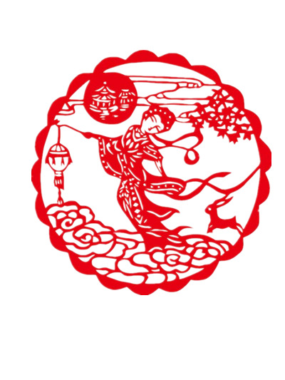 中秋剪纸PNG透明图，高清节日元素，元旦春节元宵设计素材下载