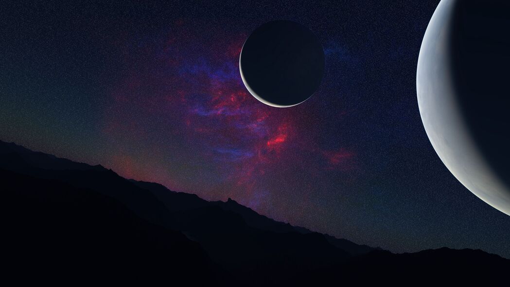 行星太空黑暗山脉风景，4K超高清壁纸（3840x2160）免费下载
