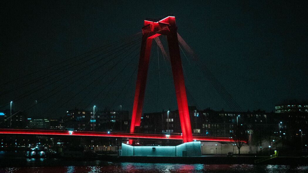 大桥夜景背光，城市黑暗中的璀璨4K壁纸，3840x2160高清下载