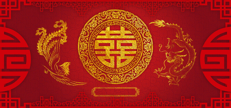 中式婚礼庆典展板，复古中国风JPG/PSD设计素材，高清下载