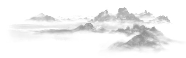 水墨山水中国风PNG透明图片装饰元素，高清PSD设计素材下载
