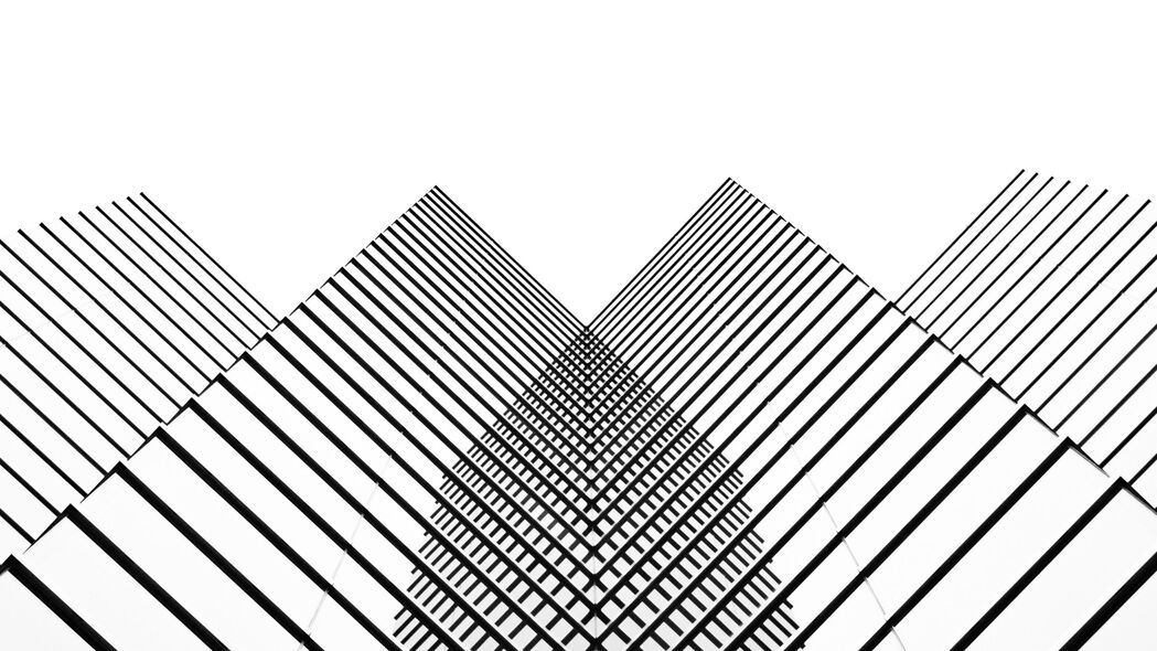 极简黑白镜像建筑4K超高清壁纸，3840x2160分辨率，高清背景图片下载